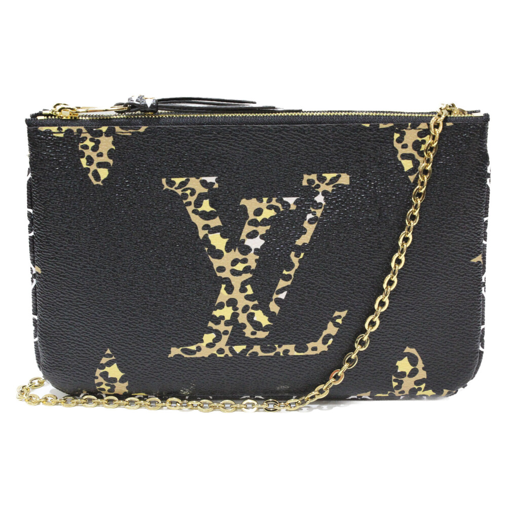 Louis Vuitton Double Zip Pochette Giant Jungle Canvas Chain Strap Animal